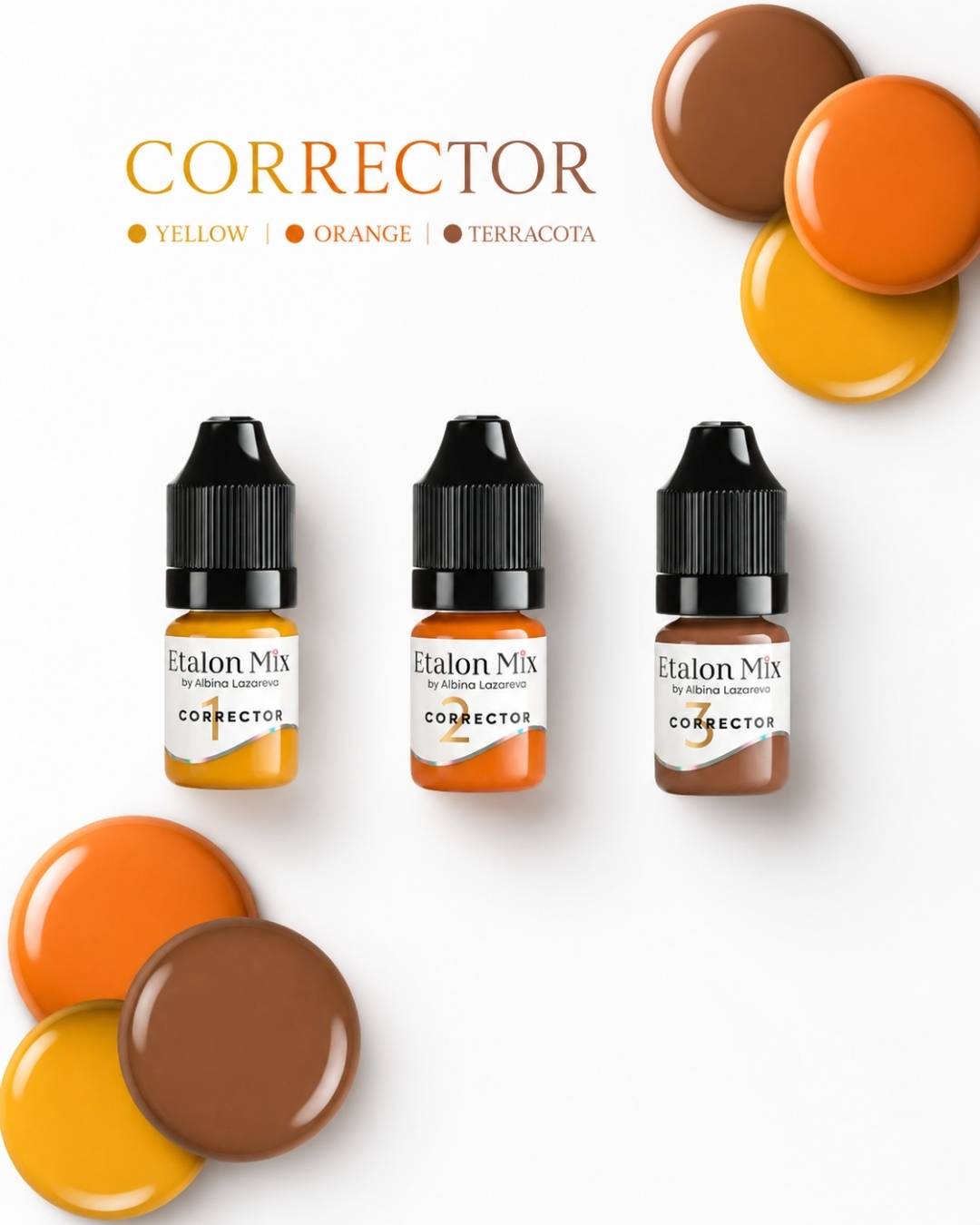 Pigmenti Etalon Mix Correttori nelle tonalità Yellow, Orange e Terracotta