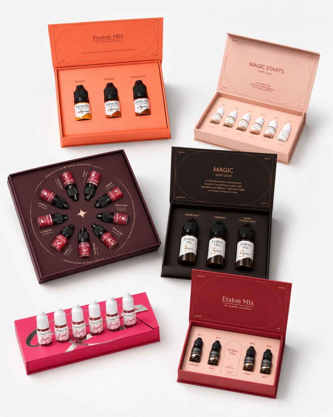 Set e Kit Pigmenti Etalon Mix per labbra, sopracciglia, occhi, camouflage set professionali