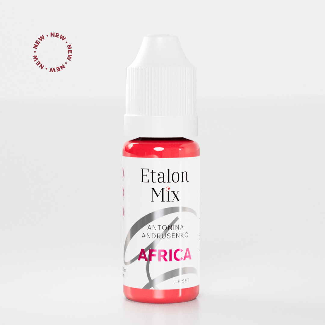 Etalon Mix Light Series Set – dettaglio palette labbra: rosa-beige, rosa, rosso, bordeaux e rosso-marrone per labbra PMU