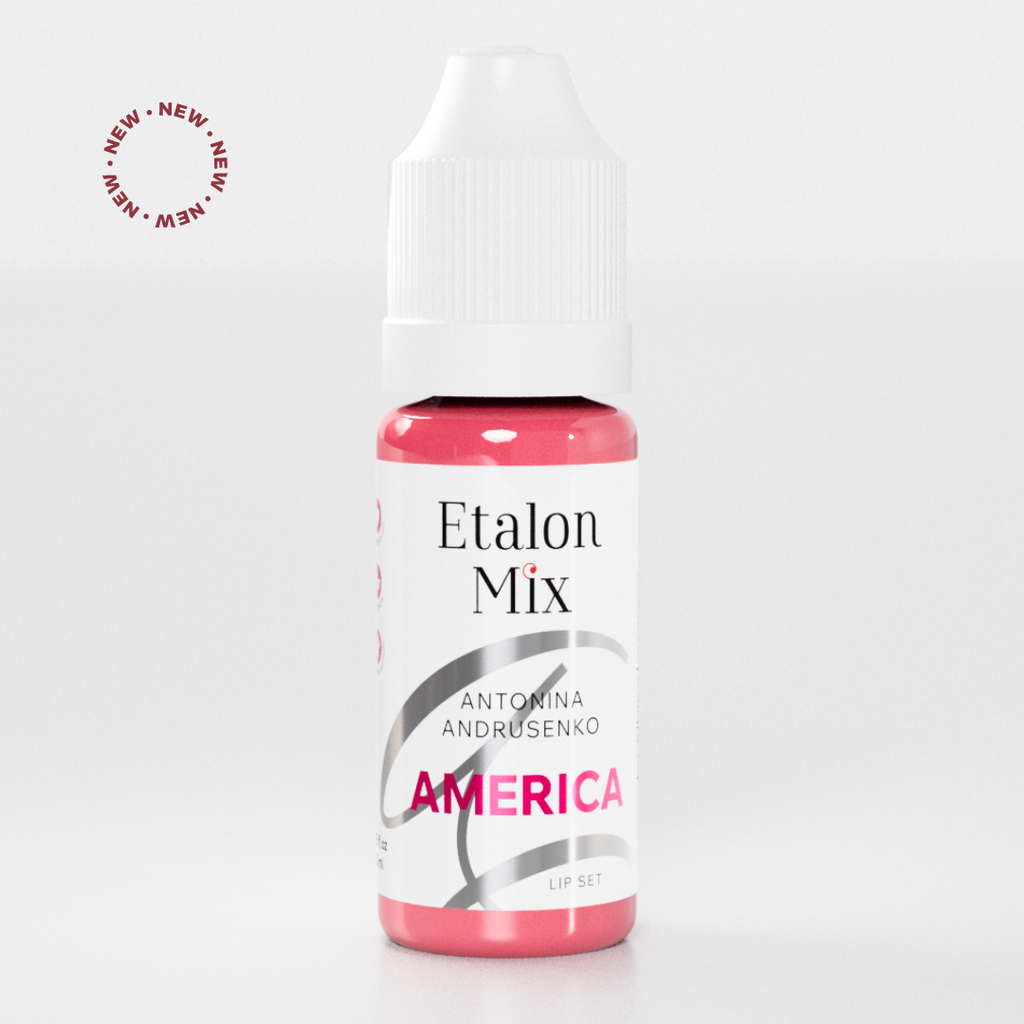 Etalon Mix Light Series Set – dettaglio palette labbra: rosa-beige, rosa, rosso, bordeaux e rosso-marrone per labbra PMU