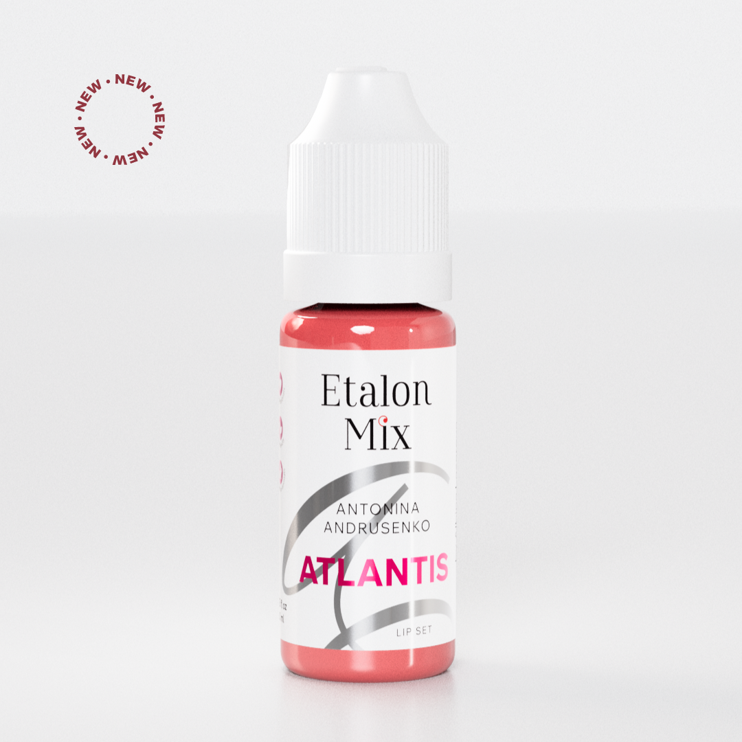 Etalon Mix Light Series Set – dettaglio palette labbra: rosa-beige, rosa, rosso, bordeaux e rosso-marrone per labbra PMU